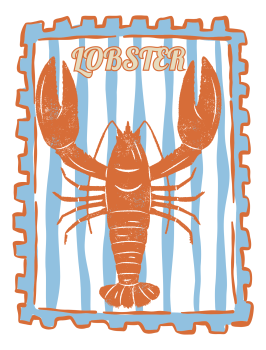 Bügelbild Lobster Blau